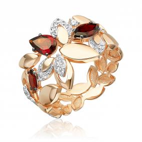 Золотое кольцо Platina 01-5928-00-264-1110 с топазом и гранатом 01-5928-00-264-1110 фото