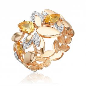 Золотое кольцо Platina 01-5928-00-282-1110 с топазом и цитрином 01-5928-00-282-1110 фото