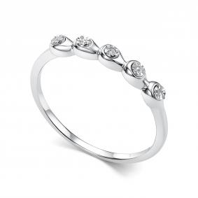 Серебряное кольцо АЛЬКОР 01-5928/000Б-00 с бриллиантом 01-5928/000Б-00 фото