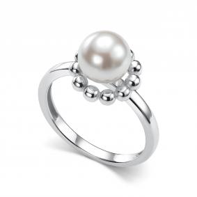 Серебряное кольцо АЛЬКОР 01-5935/0ЖСВ-00 с жемчугом 01-5935/0ЖСВ-00 фото
