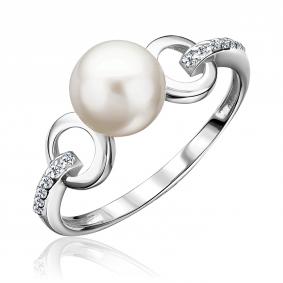 Серебряное кольцо Platina 01-5967-00-302-0200 с фианитом и жемчугом 01-5967-00-302-0200 фото