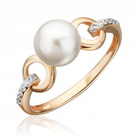 Золотое кольцо Platina 01-5967-00-302-1110 с фианитом и жемчугом 01-5967-00-302-1110 фото