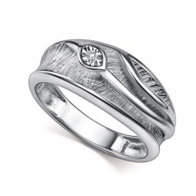 Серебряное кольцо АЛЬКОР 01-6007/000Б-00 с бриллиантом 01-6007/000Б-00 фото