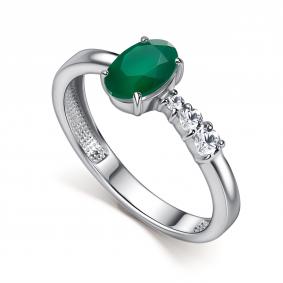 Серебряное кольцо АЛЬКОР 01-6022/00АГ-00 с фианитом и агатом 01-6022/00АГ-00 фото