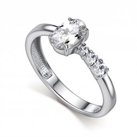 Серебряное кольцо АЛЬКОР 01-6022/00ГХ-00 с фианитом и горным хрусталём 01-6022/00ГХ-00 фото