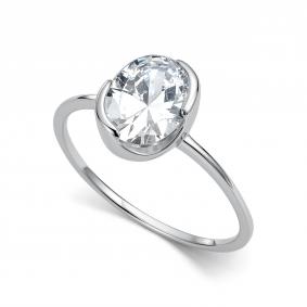 Серебряное кольцо АЛЬКОР 01-6027/00КЦ-00 с фианитом 01-6027/00КЦ-00 фото