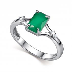 Серебряное кольцо АЛЬКОР 01-6125/00АГ-00 с фианитом и агатом 01-6125/00АГ-00 фото