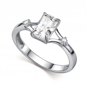 Серебряное кольцо АЛЬКОР 01-6125/00ГХ-00 с фианитом и горным хрусталём 01-6125/00ГХ-00 фото