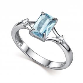 Серебряное кольцо АЛЬКОР 01-6125/00ТБ-00 с топазом и фианитом 01-6125/00ТБ-00 фото