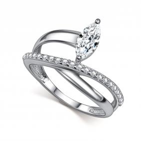 Серебряное кольцо АЛЬКОР 01-6128/00КЦ-00 с фианитом 01-6128/00КЦ-00 фото