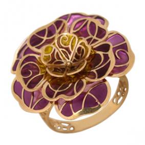 Золотое кольцо Золотые узоры с витражной эмалью 01-6143 01-6143 фото