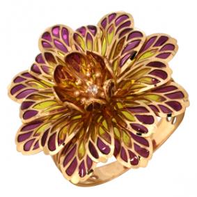 Золотое кольцо Золотые узоры с витражной эмалью 01-6149 01-6149 фото