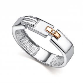 Серебряное кольцо АЛЬКОР 01-6158/000Б-00 с бриллиантом 01-6158/000Б-00 фото