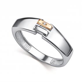 Серебряное кольцо АЛЬКОР 01-6159/000Б-00 с бриллиантом 01-6159/000Б-00 фото