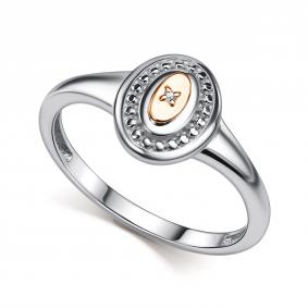 Серебряное кольцо АЛЬКОР 01-6161/000Б-00 с бриллиантом 01-6161/000Б-00 фото