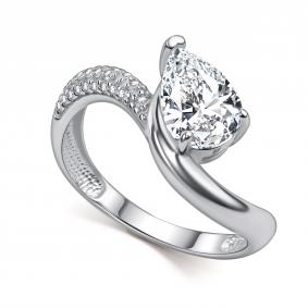 Серебряное кольцо АЛЬКОР 01-6176/00БТ-00 с фианитом 01-6176/00БТ-00 фото