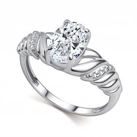 Серебряное кольцо АЛЬКОР 01-6177/00БТ-00 с фианитом 01-6177/00БТ-00 фото