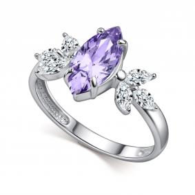 Серебряное кольцо АЛЬКОР 01-6180/БТ30-00 с фианитом 01-6180/БТ30-00 фото