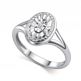 Серебряное кольцо АЛЬКОР 01-6183/000Б-00 с бриллиантом 01-6183/000Б-00 фото