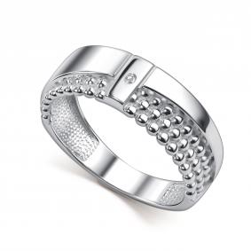 Серебряное кольцо АЛЬКОР 01-6188/000Б-00 с бриллиантом 01-6188/000Б-00 фото