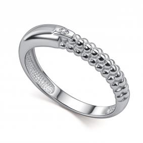 Серебряное кольцо АЛЬКОР 01-6191/000Б-00 с бриллиантом 01-6191/000Б-00 фото