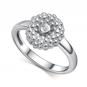 Серебряное кольцо АЛЬКОР 01-6192/000Б-00 с бриллиантом 01-6192/000Б-00 фото