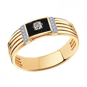 Золотое кольцо Золотые узоры 01-6329 с эмалью и цирконием 01-6329 фото