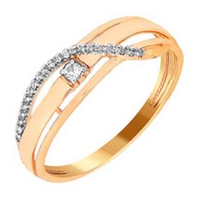 Золотое кольцо Золотые узоры 01-6515 с цирконием 01-6515 фото