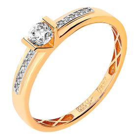 Золотое кольцо Золотые узоры 01-6543 с цирконием 01-6543 фото