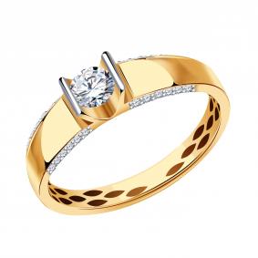 Золотое кольцо Золотые узоры 01-6545 с цирконием 01-6545 фото