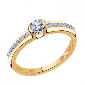 Золотое кольцо Золотые узоры 01-6546 с цирконием 01-6546 фото