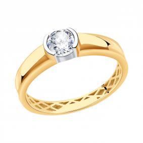 Золотое кольцо Золотые узоры 01-6548 с цирконием 01-6548 фото