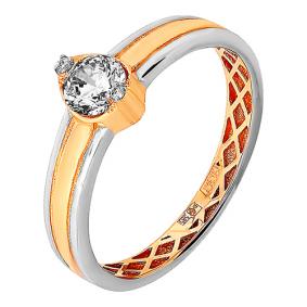 Золотое кольцо Золотые узоры 01-6550 с цирконием 01-6550 фото