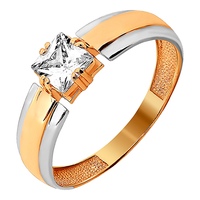 Золотое кольцо Золотые узоры 01-6563 с цирконием 01-6563 фото