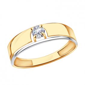 Золотое кольцо Золотые узоры 01-6568 с цирконием 01-6568 фото