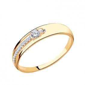 Золотое кольцо Золотые узоры 01-6681 с цирконием 01-6681 фото