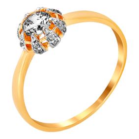 Золотое кольцо Золотые узоры 01-6695 с цирконием 01-6695 фото