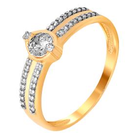 Золотое кольцо Золотые узоры 01-6711 с цирконием 01-6711 фото