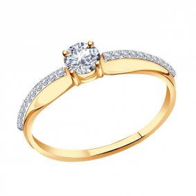 Золотое кольцо Золотые узоры 01-6838 с цирконием 01-6838 фото