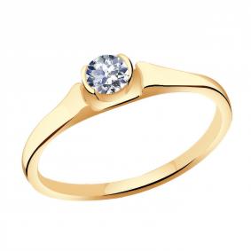 Золотое кольцо Золотые узоры 01-6843 с цирконием 01-6843 фото