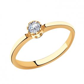 Золотое кольцо Золотые узоры 01-6846 с цирконием 01-6846 фото