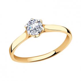 Золотое помолвочное кольцо Золотые узоры с фианитом 01-6868 01-6868 фото