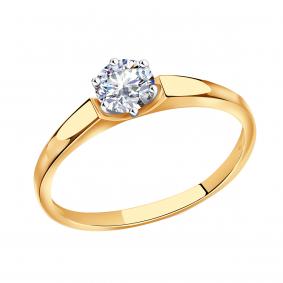 Золотое кольцо Золотые узоры 01-6872 с цирконием 01-6872 фото