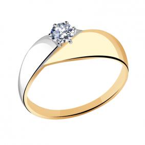 Золотое кольцо Золотые узоры 01-6961 с цирконием 01-6961 фото