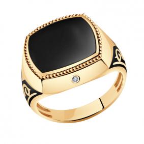 Золотое кольцо Золотые узоры 01-7101 с эмалью и цирконием 01-7101 фото