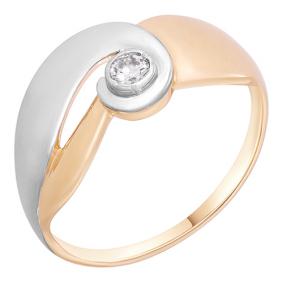 Золотое кольцо Золотые узоры 01-7115 с цирконием 01-7115 фото