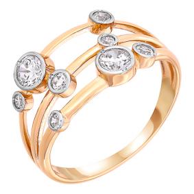 Золотое кольцо Золотые узоры 01-7163 с цирконием 01-7163 фото