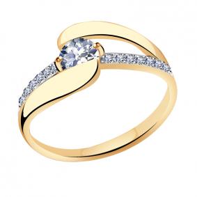 Золотое кольцо Золотые узоры 01-7174 с цирконием 01-7174 фото