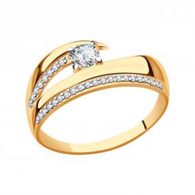 Золотое кольцо Золотые узоры 01-7179 с цирконием 01-7179 фото