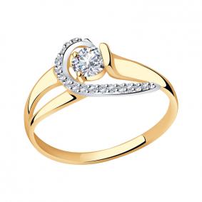 Золотое кольцо Золотые узоры 01-7184 с цирконием 01-7184 фото